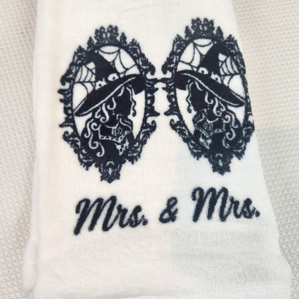 Mrs & Mrs Halloween Kitchen Towels Lesbian Gay Two Witchy Witch Brides